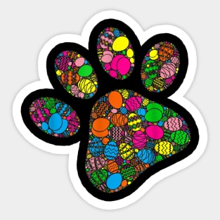 Colorful Egg Dog Paw Gift For Women Men Kids - Easter Day Sticker